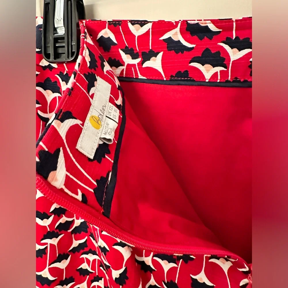 Boden Red and Blue Patterned Skirt